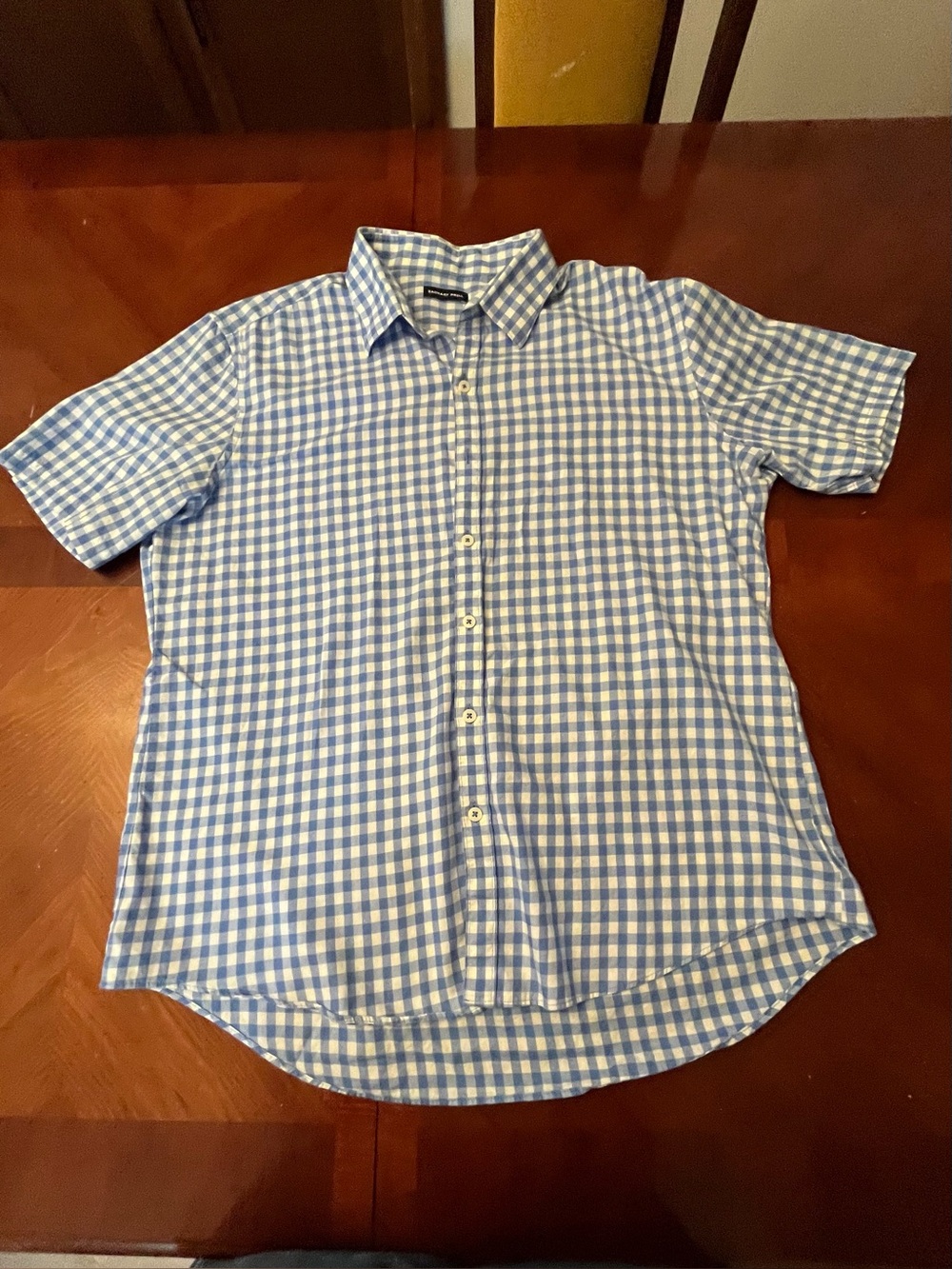 Zachary Prell Blue & White Gingham Short Sleeve Button Down Shirt XL NWOT